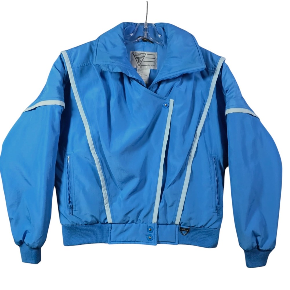 Tyrolia by Head Vintage Blue Ski Jacket Asymmetrical Zip‎ Kids Large